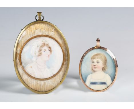 British Provincial School - a pair of mid-19th century double-sided watercolour on ivory portrait miniatures, one side depict