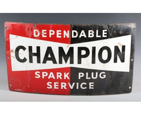 A 'Champion Spark Plug Service' enamel advertising sign, 32.5cm x 58cm.Buyer’s Premium 29.4% (including VAT @ 20%) of the ham
