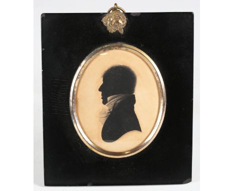 British School - a 19th century pen with ink silhouette portrait miniature, depicting John Robinson of Andern House, Bakewell
