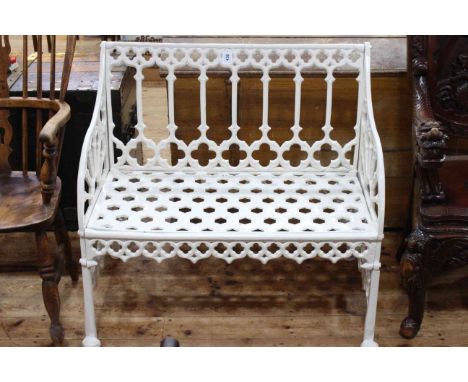 Cast Coalbrookedale style garden bench, 81cm by 87cm.