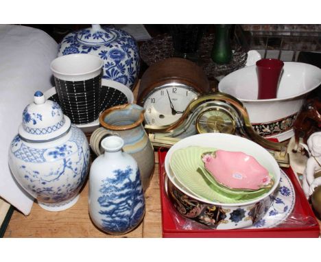 Collection of Denby Stoneware, Lannock, Pottery, Villeroy &amp; Boch, Carlton Ware, mantel clock, etc.