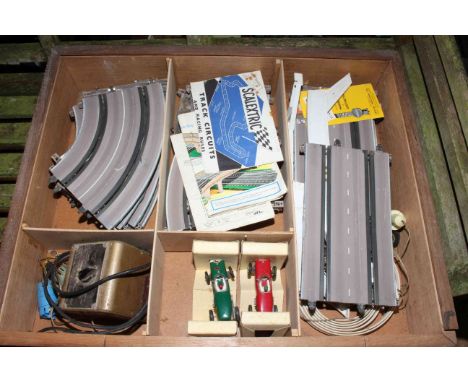Scalextric track circuits and cars.