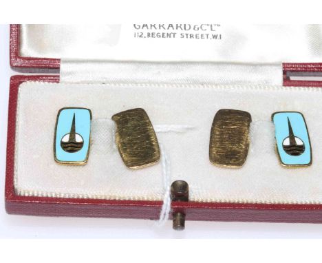 9 carat gold and enamel cufflinks, boxed.