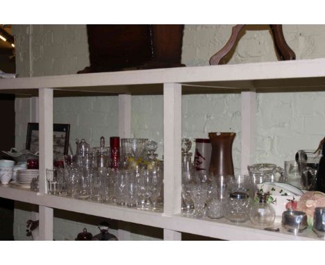 Piquot tea service, bulb bowls, teaware, oak barometer, assorted glassware, etc.