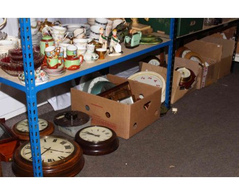 Collection of wall clocks, barometers, mantel clocks, etc.