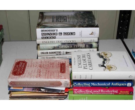 Thirteen reference books on barometers, guns and pistols, silver and gold marks, scientific instruments, etc.