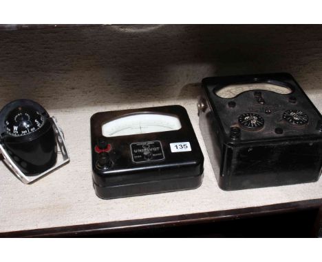 Aircraft compass and two vintage meters.