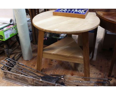 Light oak cricket table, 71cm by 75cm diameter.