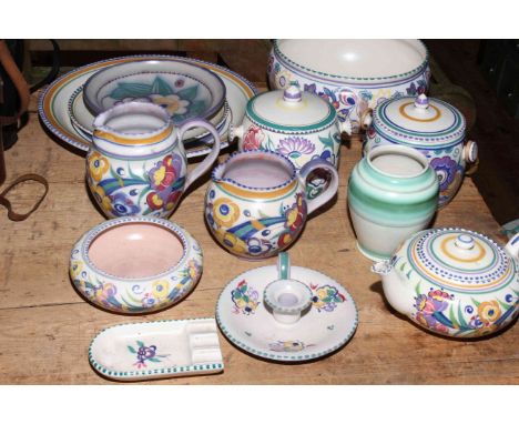 Collection of Poole Pottery including jars, teapot, bowls, etc.