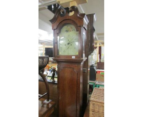 An oak cased 30 hour Grandfather clock with painted dial by Peter Gill, Aberdeen.