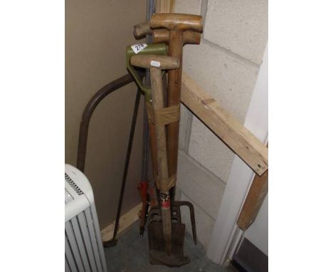 A quantity of garden tools.