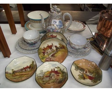 A mixed lot including Royal Doulton, Japanese teapot, cups and saucers etc.,