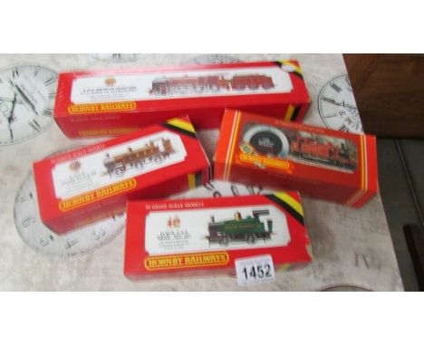 A boxed Hornby '00' R301 LMS clas 3F Jinty 0-6-0 tank engine, A GWR 0-4-0 thank No.101 engine, LBSC class E2 0-6-0T engine an