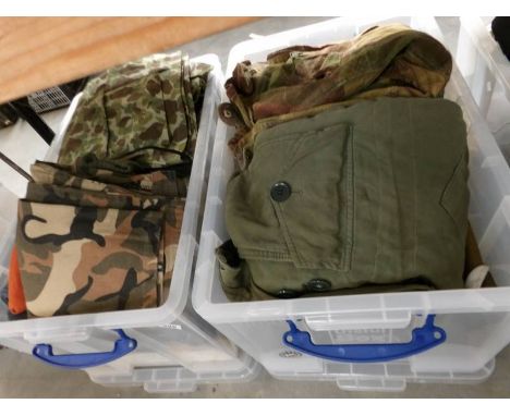 2 boxes of Army/Military clothing including jackets