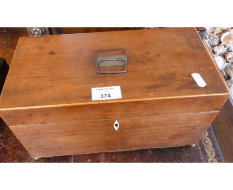 19thc mahogany tea caddy with cut glass mixing bowl 