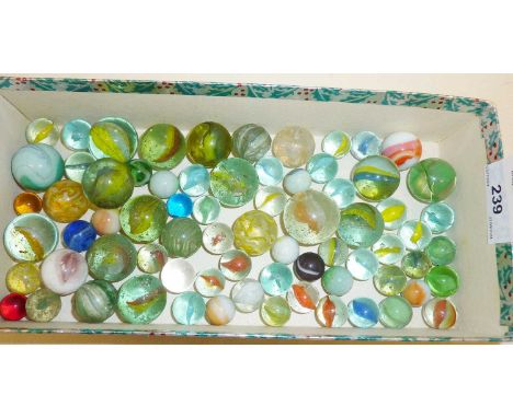 Box of old glass marbles 