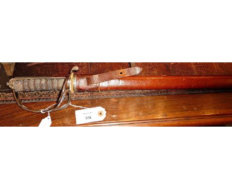 British artillery officers sword in leather scabbard, 1821/45 pattern, excellent condition 