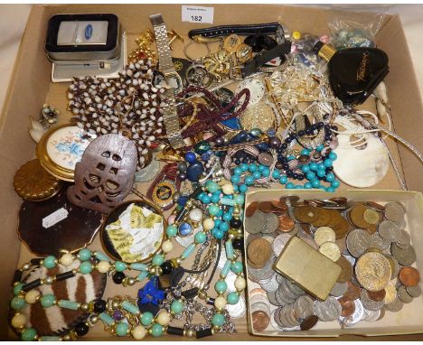 Coins, Zippo lighters, watches and costume jewellery