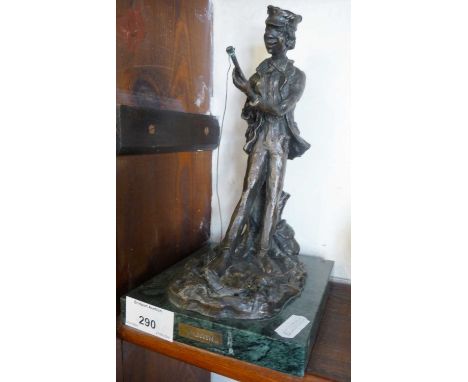 A bronze figure of a man fishing signed, S. Mitchell, Royal Worcester Bronze 1977