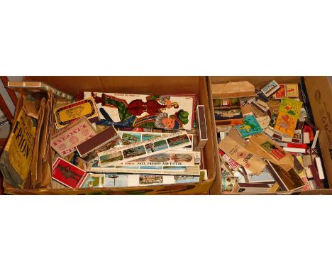 Collection of vintage matchboxes and matchbooks (2 boxes)