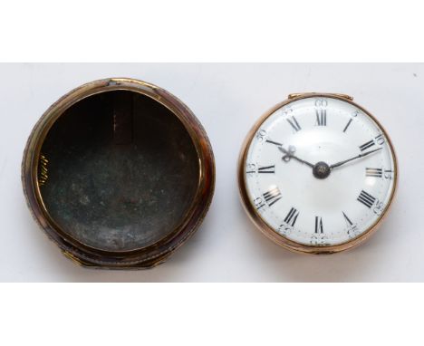 Jonathan Parker, Liverpool, a George III pair cased verge fusee gilt metal pocket  watch, c.1760, with tortoiseshell outer ca