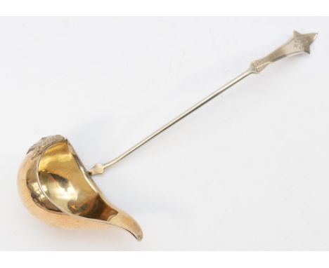 An American silver ladle, by Knowles &amp; Ladd, Providence, Rhode Island, c. 1864 - 1875, with applied mask to the gilt bowl