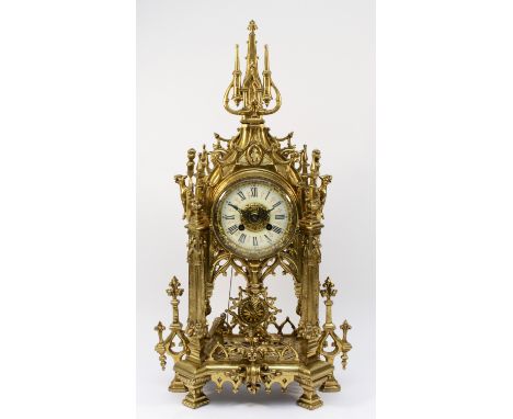 A French Baroque style ormolu mantel clock, circa 20th century, the circular two train outside countwheel bell striking movem