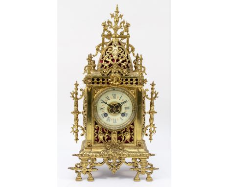 A French Baroque style mantel clock, circa 20th century, the circular two train outside countwheel bell striking movement wit