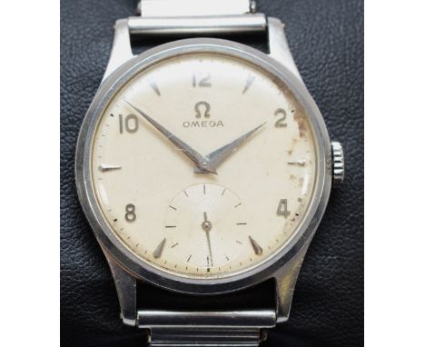 Omega, a stainless steel manual wind gentleman's wristwatch, c.1954, off white dial with subsidiary seconds dial, the cal. 26