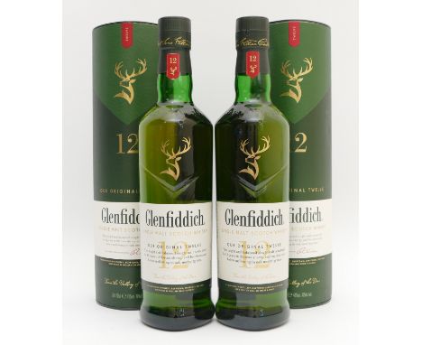 Two bottles of Glenfiddich single malt Scotch whisky, 40%, 70cl each 