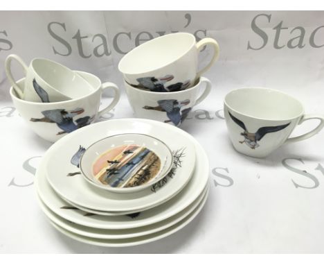 Midwinter Peter Scott Wild Geese mugs and plates. This lot cannot be posted