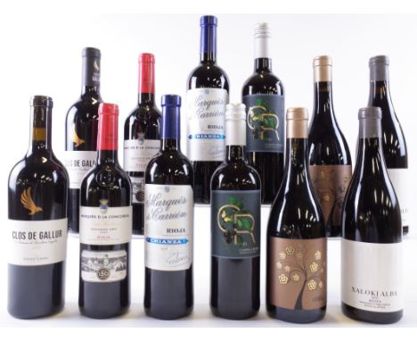 12 BOTTLES SPANISH RED WINEVicente Gandia 2 x Clos De Gallur 2019; Marqués de la Concordia Family of Wines 2 x Santiago Segun