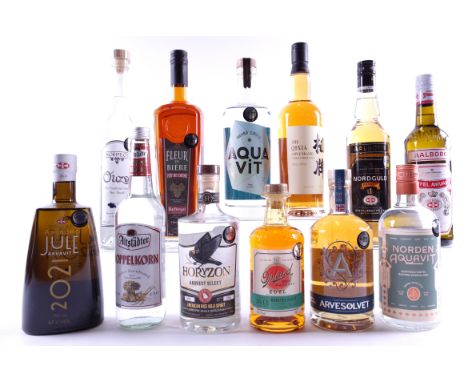 12 BOTTLES MIXED SPIRITSAalborg Jule Aquavit; Altstädter Doppelkorn Brandy; Horyzon Harvest Select American Rice Koji Spirit;