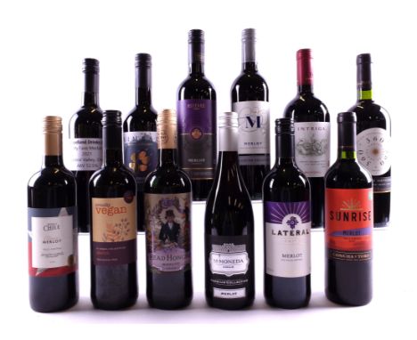 12 BOTTLES CHILEAN RED WINESpar Classic Merlot 2021; Proudly Vegan Merlot; Head Honcho Merlot 2021; La Mondea Premium Collect