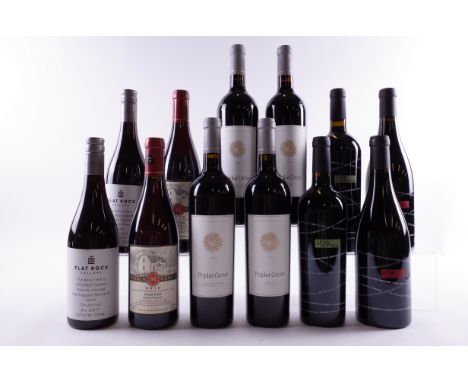 12 BOTTLES CANADIAN RED WINEFlat Rock Cellars 2 x Twisted 2020; Hidden Bench Vineyards + Winery 2 x Felseck Vineyard Pinot No