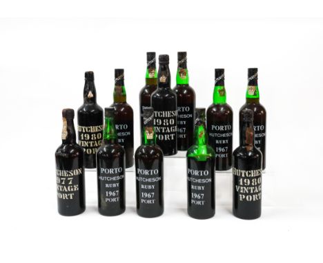 TWELVE BOTTLES OF HUTCHESON PORT INCLUDING EIGHT 1967 RUBY PORT (12)Also including three bottles of 1980 Vintage Port and a s