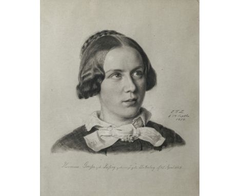 Carl Friedrich Lessing1808 Breslau - 1880 KarlsruheBildnis Hermine Grosser, geb. LessingM. r. monogrammiert C.F.L. und 14. Se