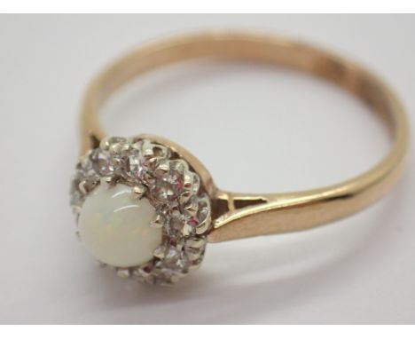 9ct gold opal and diamond ring size N / O 2g