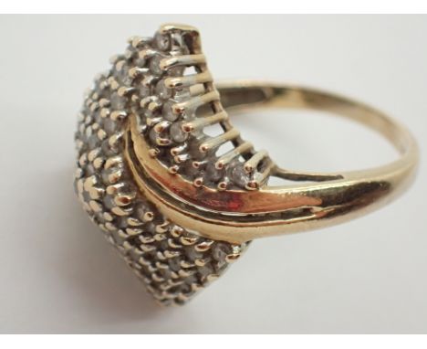 9ct gold fancy ring set with 1ct of diamonds size R