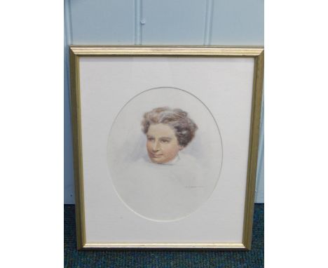 Ida M Bogue (19thC / 20thC).  Portrait of a lady, oval, signed lower right, 24cm x 19cm