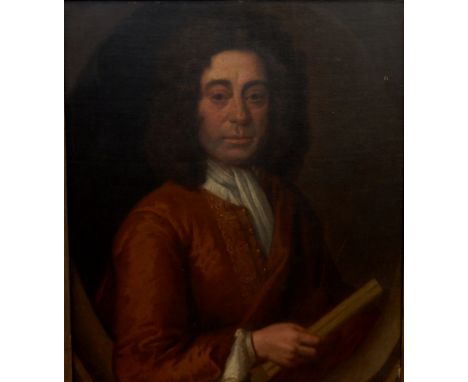18th/29thC Anonymous.  A portrait of William Gibbons esq. of Ettingsall, oil on canvas, titled verso, 75cm x 62cm