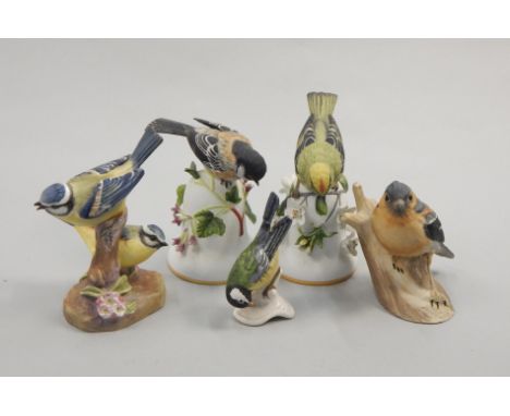A collection of Royal Worcester and other porcelain birds, to include blue tit, a Wedgwood chaffinch etc.