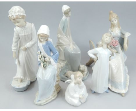 A collection of Spanish porcelain, to include a Lladro figure, Nao figure etc., some pieces AF