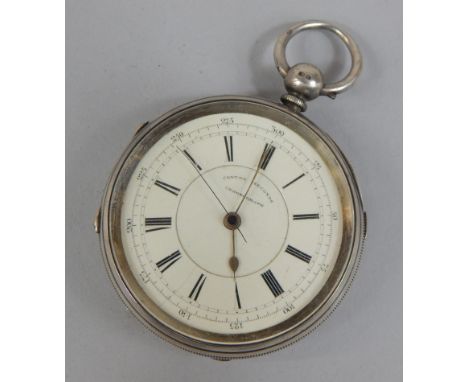 A late Victorian silver cased chronometer, the enamel dial stamped centre seconds chronometer, the case Chester 1892. 