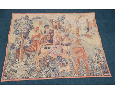 A French tapestry, in 18thC style, made by Point D'Halluin, 130cm x 160cm.