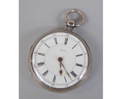 A mid-19thC silver cased pocket watch, the enamel dial stamped with the number 55557, the dial stamped Beha Schwerer & Co Nor