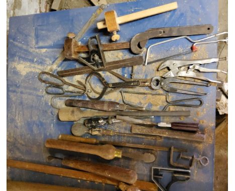 Carpentry Tools – chisels, clamps, etc    Please note this lot is located offsite and needs to be collected from near J28 of 