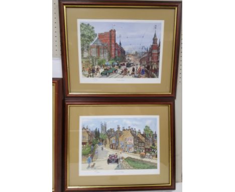 George Cunningham, by and after, Fulwood Village, coloured print, limited edtion 435/500, 26cm x 35cm;&nbsp; another, Western