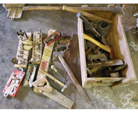 Tools – saws, chisels, axes;&nbsp; sockets;&nbsp; etc  Please note this lot is located offsite and needs to be collected from