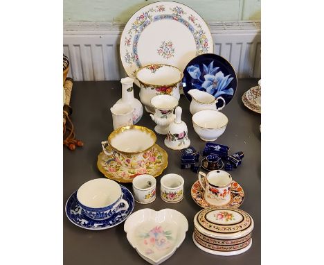 A Hammersley and Co breakfast cup and saucer, 13166;&nbsp; Royal Albert Old Country Roses;&nbsp; Wedgwood Clio trinket pot;&n